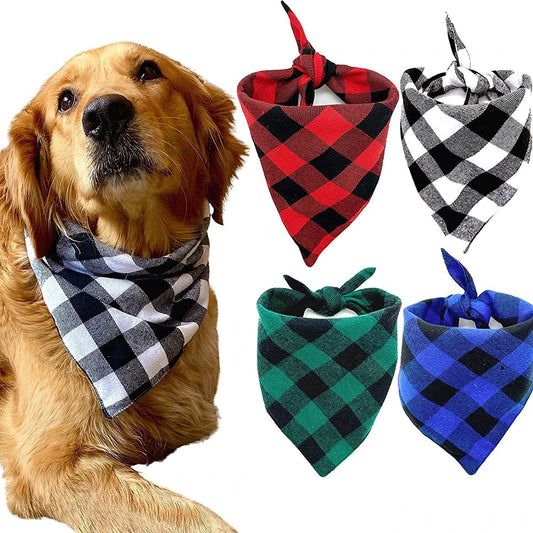 Pet Bandana, Pet Scarf, Cotton Plaid