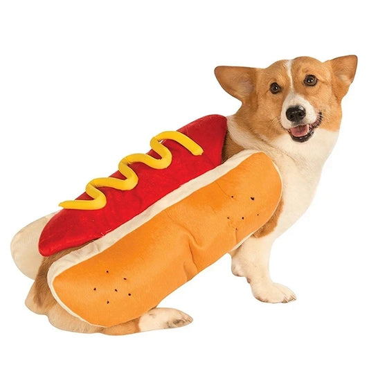 AA89-Pet Funny Costume Hot Dog Dress Up, Cute Cat And Puppy Costume Small And Medium Dogs Halloween Party Role Play Gift