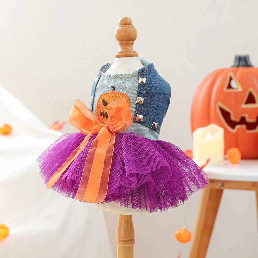 Purple Pumpkin pet Dress Cosplay costume